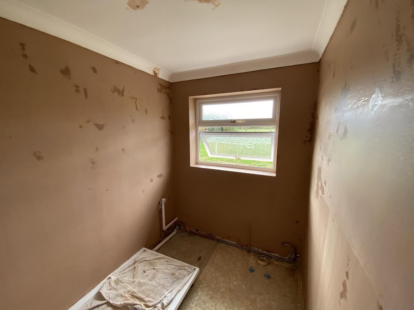 The window wall freshly skimmed