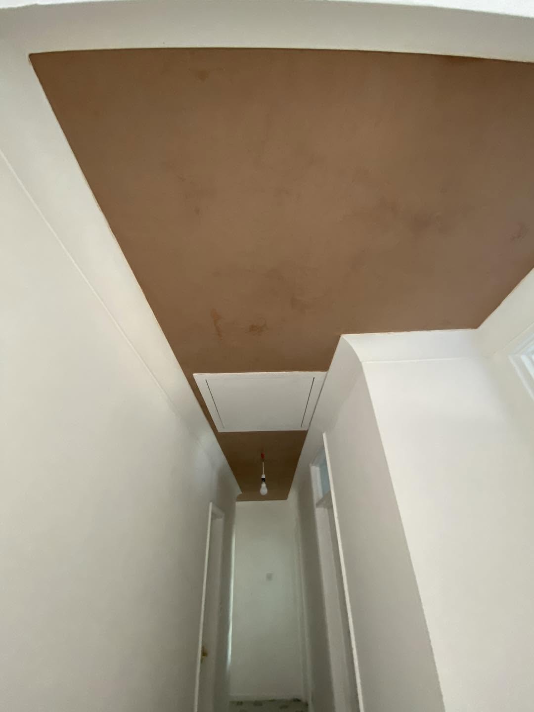 A hallway ceiling skimmed smooth